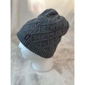 Patagonia Honeycomb Beanie Hat Womens Grey Wool Blend Fleece Lined Winter